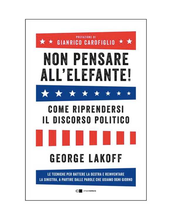 Copertina del saggio Non pensare all'elefante di George Lakoff