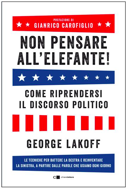 Copertina di Non pensare all'elefante, di George Lakoff